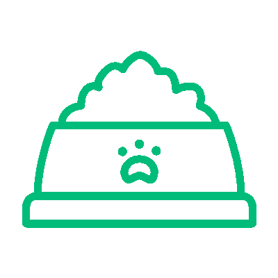 Icono de plato de comida para animales, alimentos balanceados, desarrollo de productos para mascotas. Insega ofrece consultoría especializada en estabilización de formulaciones.