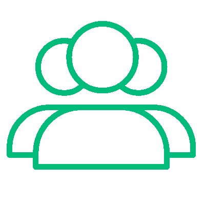 Icono de tres personas representando capacitaciones BPM para nuevos empleados en empresas. Insega ofrece consultoría especializada en BPM y SST.