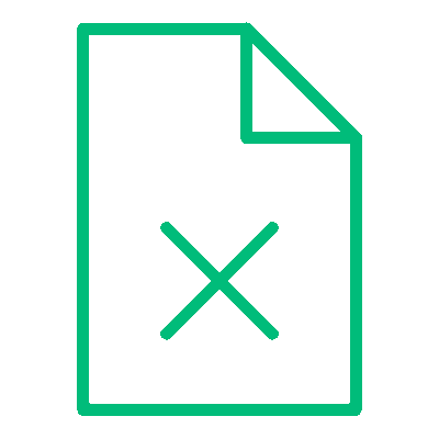 Icono de hoja con una X, representando errores operativos y no conformidades. Capacitación BPM Insega para evitar problemas en la empresa.