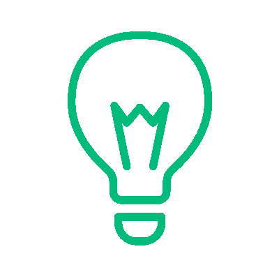 Icono de bombilla representando ideas y aprendizaje para capacitaciones BPM en plantas certificadas. Insega ofrece consultoría especializada para refrescar conocimientos y asegurar el cumplimiento normativo.