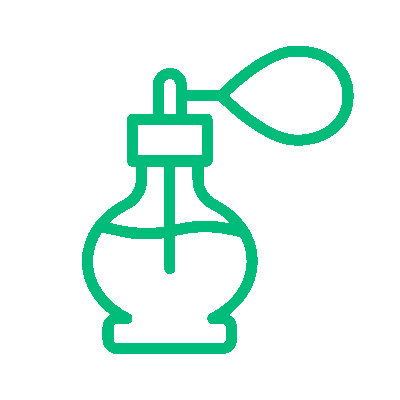 Icono de frasco de perfume para la industria cosmética, desarrollo de productos seguros con Insega