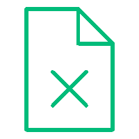 Icono de hoja de papel con X, identificación de fallas y desviaciones en procesos de manufactura. Insega consultoría especializada en BPM y SST.