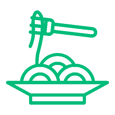 Icono de plato de comida que representa los beneficios de la consultoría especializada de Insega en BPM y SST: soluciones simples y sostenibles para mejorar tus procesos.