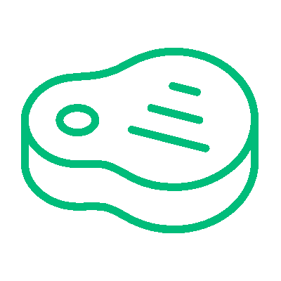 Icono de filete de carne representando la resolución de problemas en procesos con un enfoque simple y sostenible, servicios de interventoría y auditoría Insega.